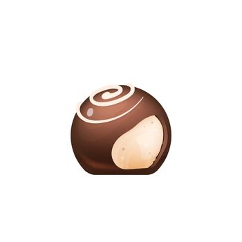 Cut chocolate candy, sugar confectionery realistic vector illustration. Sweet cocoa dessert, appetizing glazed yummy. Lolly, delicious caramel, praline 3d isolated object on white background. ZIP file contains: EPS, JPG.