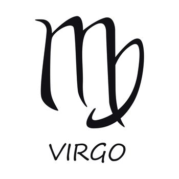 Virgo zodiac sign black vector illustration. Celestial esoteric silhouette earth symbol. Astrological constellation. Horoscope monthly prediction calendar element. Isolated glyph icon
