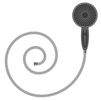 Bath Shower Head with Spiral Hose Icon Isolated on White Background. Bathroom Concept. Flat Design.