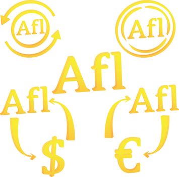 3D Aruban Florin currency of Aruba symbol icon vector illustration on a white background