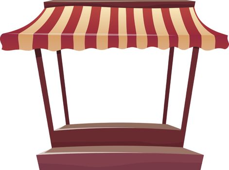 Empty street market awning cartoon vector illustration. Blank fair canopy, trade tent flat color object. Marketplace retail kiosk, outdoor local store equipment isolated on white background