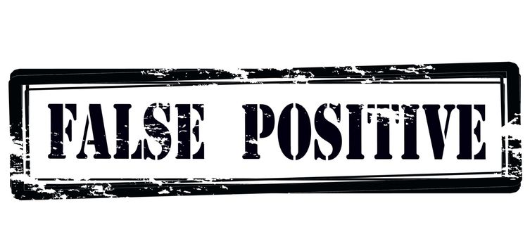 Rubber stamp with text false positive inside, vector illustration