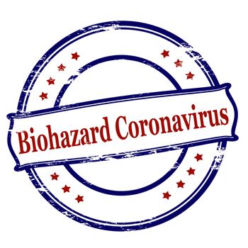 Rubber stamp with text biohazard coronavirus inside, vector illustration