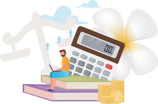Tax consultant flat vector illustration. Business management, strategy analysis. Financial audit. Accounting. Calculating revenue. Economy growth. Isolated cartoon concept on white background