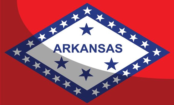 The state flag of the USA state of Arkansas isolated with shadow