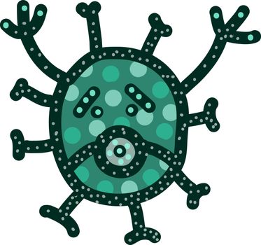 Virus with mask, illustration, vector on white background