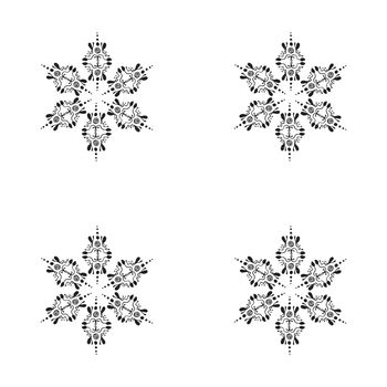 Snowflakes in ethnic style. Seamless pattern. Symmetrical rectangular arrangement. For winter, New Year, Christmas projects