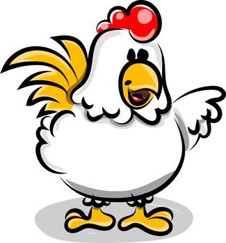 White chicken, illustration, vector on white background.