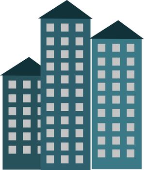 Tall buildings in town, illustration, vector on white background.