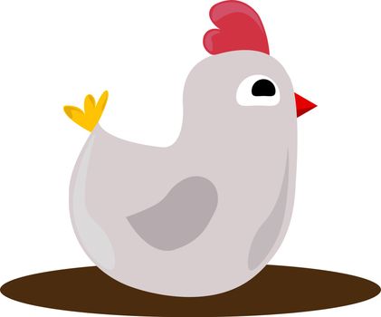 White hen, illustration, vector on white background.