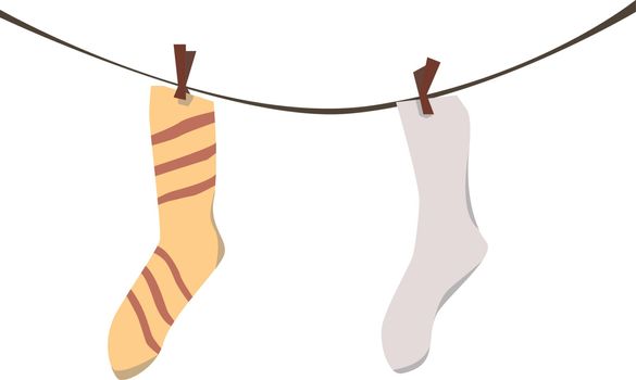 Sock laundry, illustration, vector on white background.