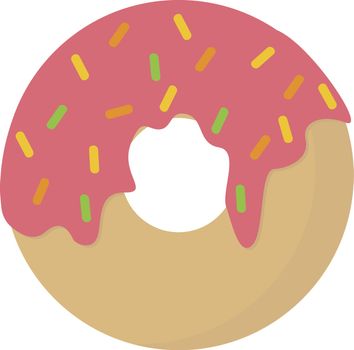 Pink donut, illustration, vector on white background.