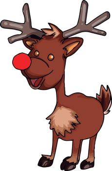 A small reindeer in brown, illustration, vector on white background.