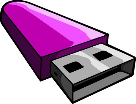 A pendrive in dark violet, illustration, vector on white background.