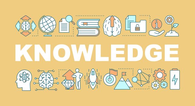 Knowledge word concepts banner. Solution searching. Presentation, website. Brainstorming. Ideas generation. Isolated lettering typography idea with linear icons. Vector outline illustration
