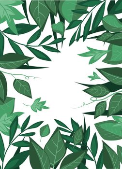 Vector illustration of decoration branches with leaves and grass, nature background
