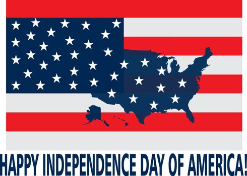 map of usa with flag, america independence day vector card, 4th of July