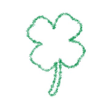 Grunge clover shamrock leaf contour isolated on a white background. Artistic distressed patrick day distress border element for your design. EPS10 vector
