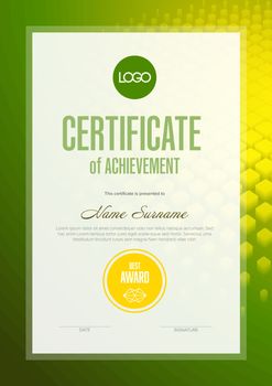 Modern certificate of achievement template with place for your content - yellow and green version
