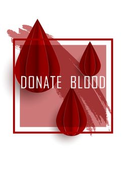 Blood drop paper day blood donation background. Medical donation concept. Vector illustration flat design. Donor day. Give life. Donate drop blood sign in flat design.