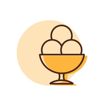 Ice-cream balls in bowl vector icon. Fast food sign. Graph symbol for cooking web site and apps design, logo, app, UI