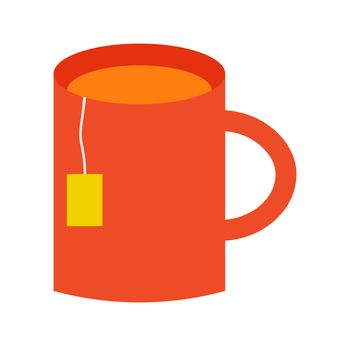 cup of tea. With a disposable tea bag. Flat style. Vector illustration