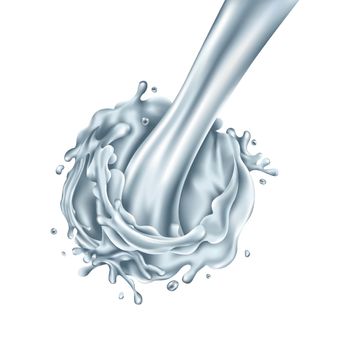 Pouring stream of clear water. Realistic vector illustration.