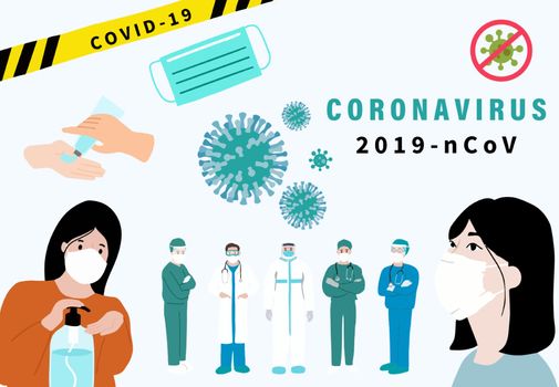 Novel coronavirus background and covid-19 concept design to prevent the spread of bacteria, viruses.Vector illustration for poster