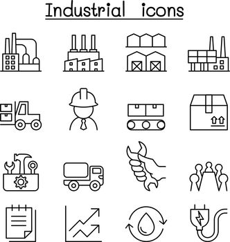 Industrial icon set in thin line style