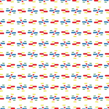 Vector seamless pattern texture background with geometric shapes, colored in yellow, red, blue, green and white colors.