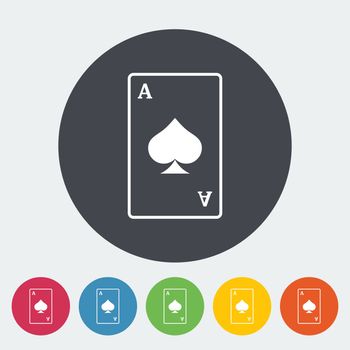 Play card. Single flat icon on the circle button. Vector illustration.