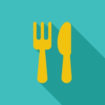 Cutlery icon. Flat vector related icon with long shadow for web and mobile applications. It can be used as - logo, pictogram, icon, infographic element. Vector Illustration.