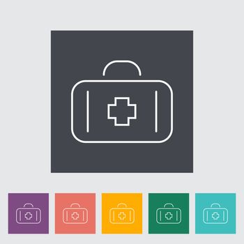 First aid outline icon on the button. Vector illustration.