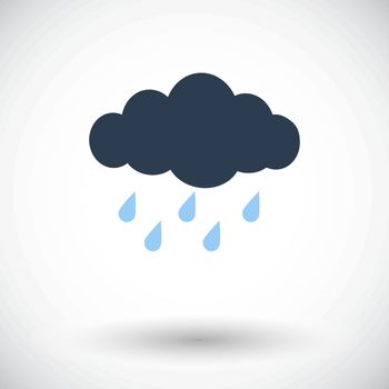 Rain. Single flat icon on white background. Vector illustration.