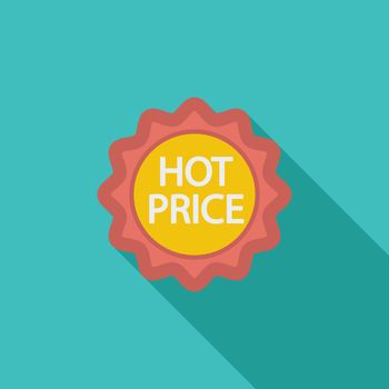 Hot Price icon. Flat vector related icon with long shadow for web and mobile applications. It can be used as - logo, pictogram, icon, infographic element. Vector Illustration.