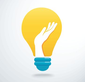 hands hug the light bulb icon vector, creative concepts
