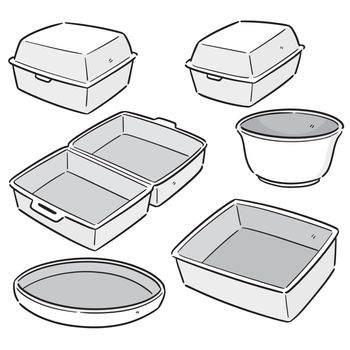 vector set of foam container