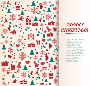 Christmas greeting card with space  pattern background vector illustration