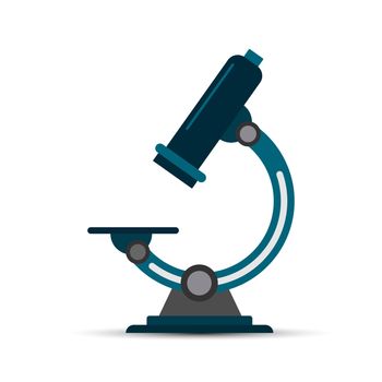 Microscope for research, color image, simple flat design