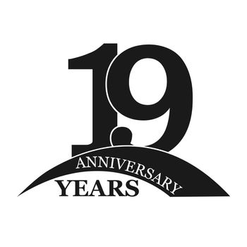 19 years anniversary, flat simple design, logo