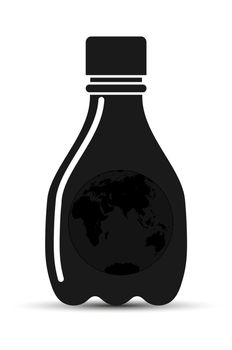 globe inside the plastic bottle. Environmental protection. do not use plastic, protect the planet.
