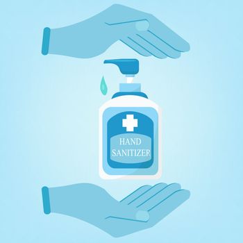 Hand sanitizer, hand sanitation concept banner.  Flat illustration of hand sanitation vector concept banner for web design