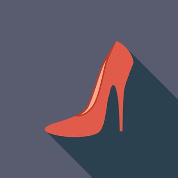 Woman shoes icon. Flat vector related icon with long shadow for web and mobile applications. It can be used as - logo, pictogram, icon, infographic element. Vector Illustration.