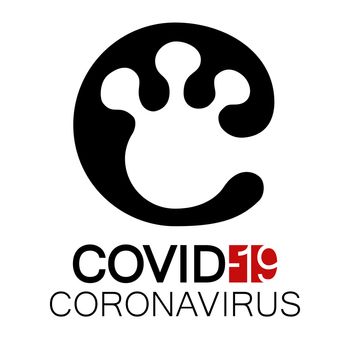 COVID-19 coronavirus vector icon, symbol, logo on transparent background. Rounded shape No. 1