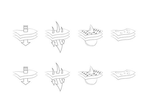 Waterproof tissue vector icon set. Water absorption, humidity protection pass layers. Isolated symbols. Graphic illustration. tissue paper towel icon