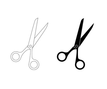 Tailor scissors simple line vector illustration. Scissors silhouette. Cut hair barber scissor icon
