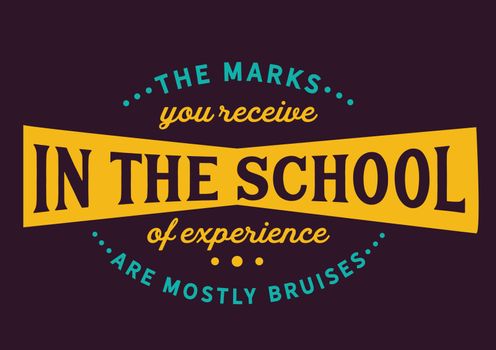 the marks you receive in the school of experience are mostly bruises