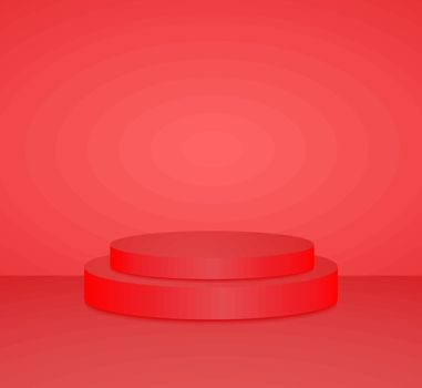 3d red cylinder podium minimal studio background. Abstract 3d geometric shape object illustration render Display