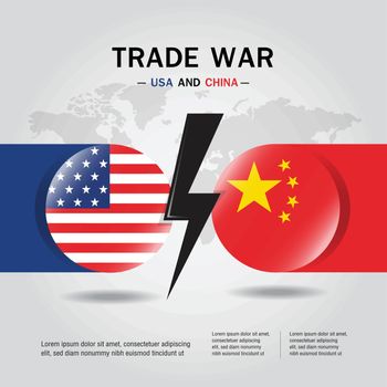 Concept of trade war between USA and China Flag Vector.