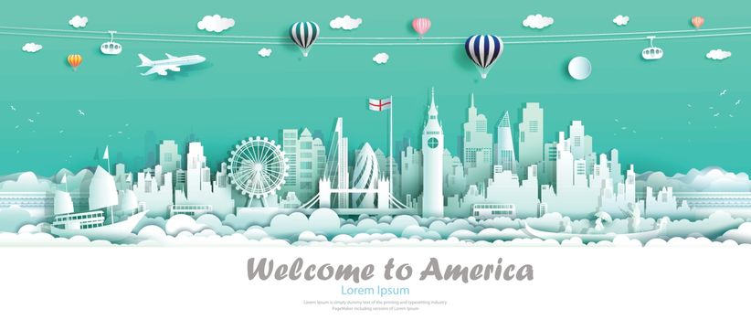 Travel london england famous landmarks Europe downtown country of island,Tour city architecture downtown to london with origami paper cut cute for travel business landmark england. Vector illustration